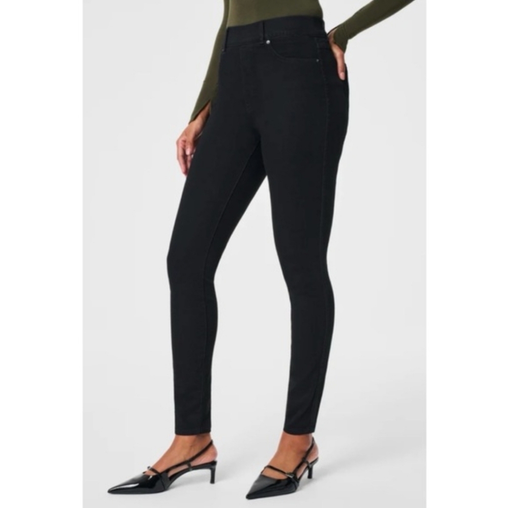 SPANX Women's Black Jeans And Hidden‎ Tummy SzL High- Rise Pull-On